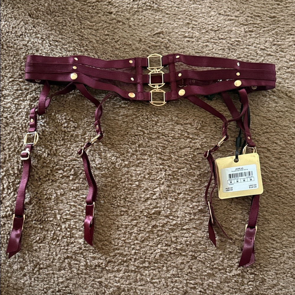 Honey Birdette Jowal garter in Port Wine NWT